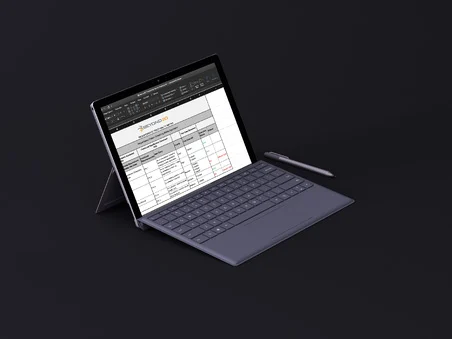iPad with template on screen